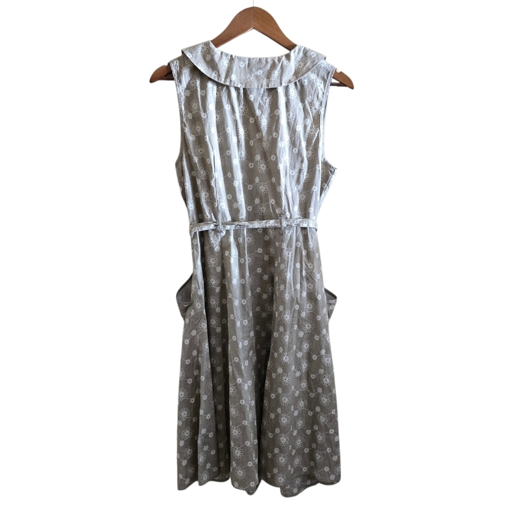 Mlle Gabrielle Floral Cotton Midi Dress Sage Green Large Cottagecore Button Up - Picture 16 of 16